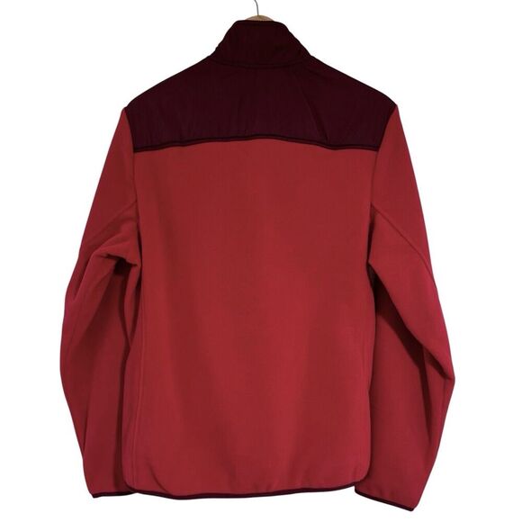 Lands End Men Full Zip Fleece Jacket M Rich Red T200 Outdoor Midweight Hiking - Picture 2 of 15